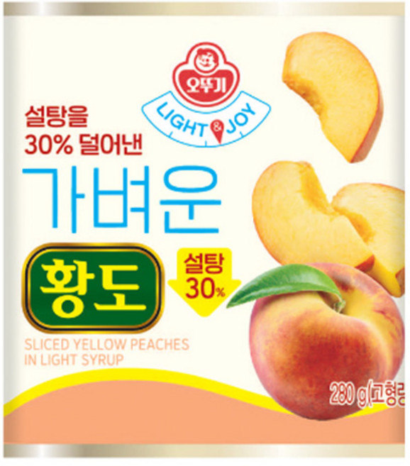 오뚜기 LIGHT 앤 JOY 가벼운 황도, 280g, 5개