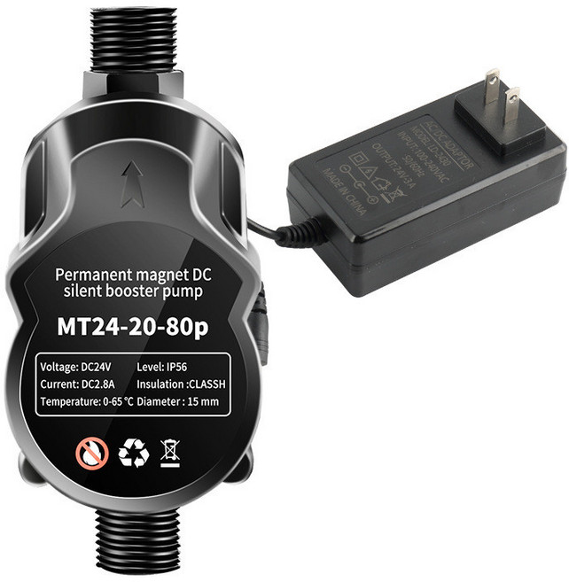 24V 智能直流增壓泵 MT24-24-80p 家用自來水加壓 熱水器花灑專用抽水泵, 1個, 110V-240V小黑泵自動款80P