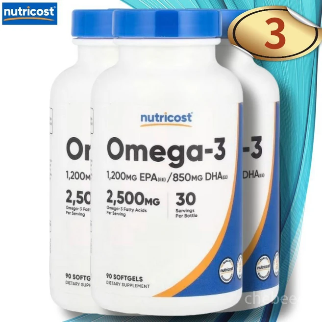 뉴트리코스트 오메가3 피쉬 오일 90정 3병 EPA DHA - 쿠팡