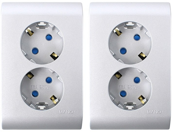 국산 고급실버 매입콘센트 2구*2개입, 2개