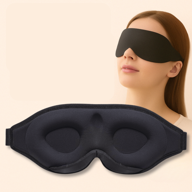 靚Quiet 全黑翼 3D立體記憶棉眼罩 遮光 睡眠 午休 旅行 舒適 公司貨