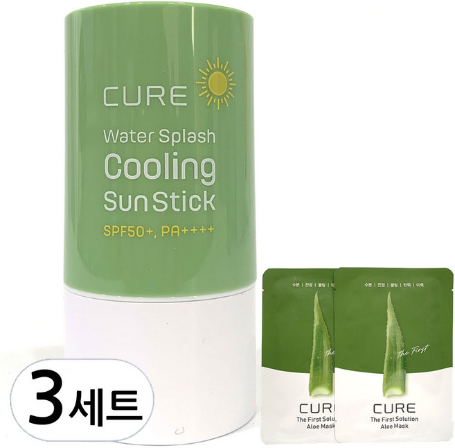 김정문알로에 큐어 쿨링 선스틱 SPF50+ PA++++ 23g + 2종 체험키트, 3개