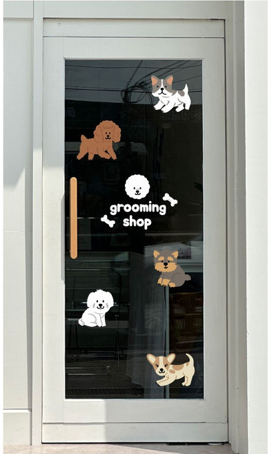 강아지 댕댕이 인테리어 창문 거울 매장 꾸미기 포인트 데코 스티커 (소/중/대형), (중형) 강아지 D-type