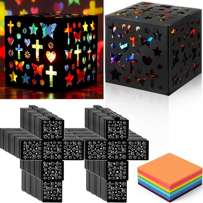 DoubleFill 24 Sets VBS Crafts Tissue Paper Lanterns Kits Religious Cross Bulk Sun고양이용cher DIY Orna
