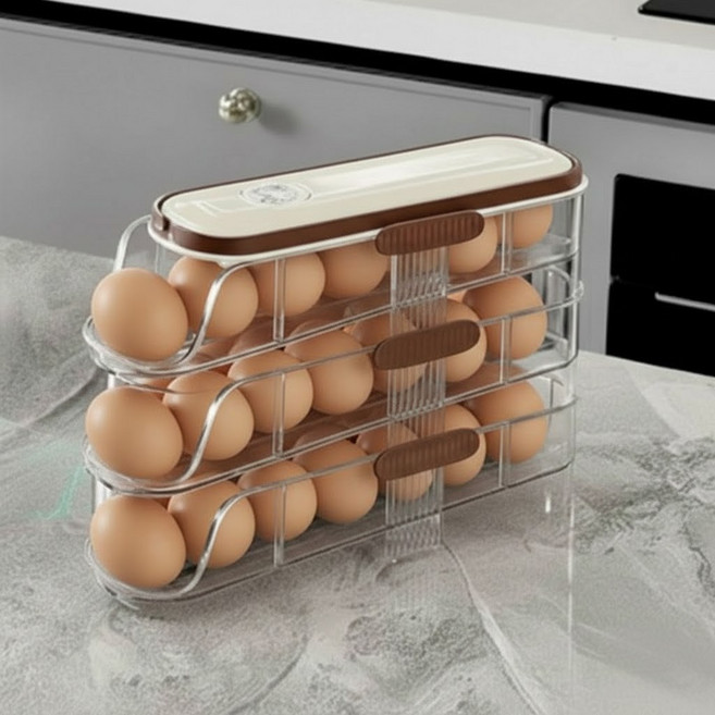 에코그린 3단 계란 롤링 보관함, 1열3단(21구), 1개