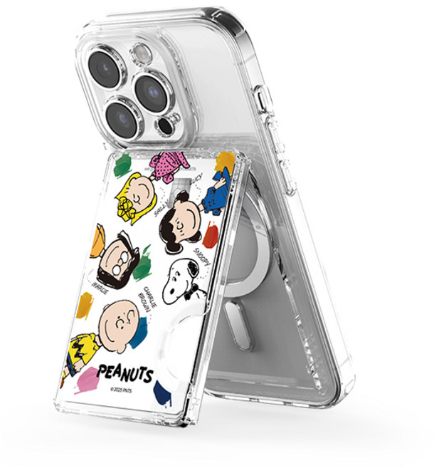 스누피 투명 마그네틱 멀티 스탠드 카드지갑 (맥세이프 호환), 1개, 헬로 프렌즈_프렌즈