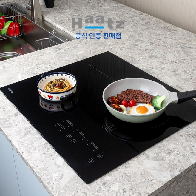 [기본설치비 무료] 하츠 하이브리드 3구 (하이라이트1구+인덕션2구) IH-366DTL 타공 560x480, 빌트인