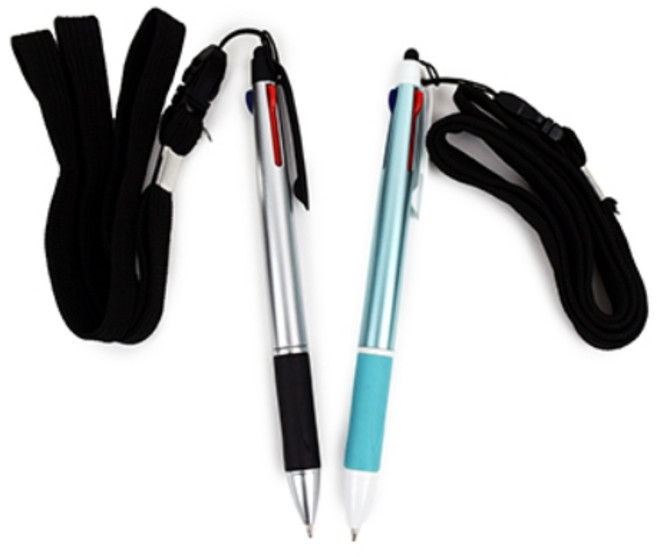[오소사소] 1.0mm 3색 유성 목걸이형 휴대용 볼펜 랜덤 2자루, 대표디자인, 2개