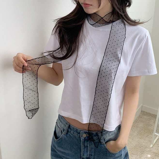 블루씨티 코미코 도트 시스루 슬림 롱 스카프