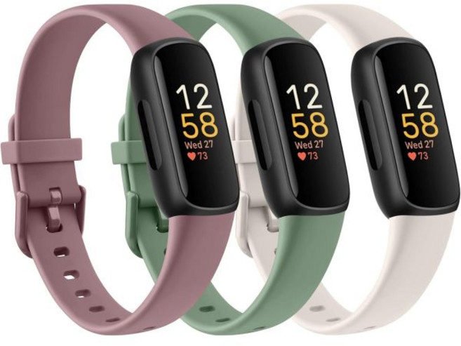 MeliyaPACK 3 핏비트용 실리콘 밴드 인스파이어 여성용 교체 손목 핏비트 피트니스 트래커인스파이어 HR/인스파이어1용 아님, Smoke Violet+Starlight+Green