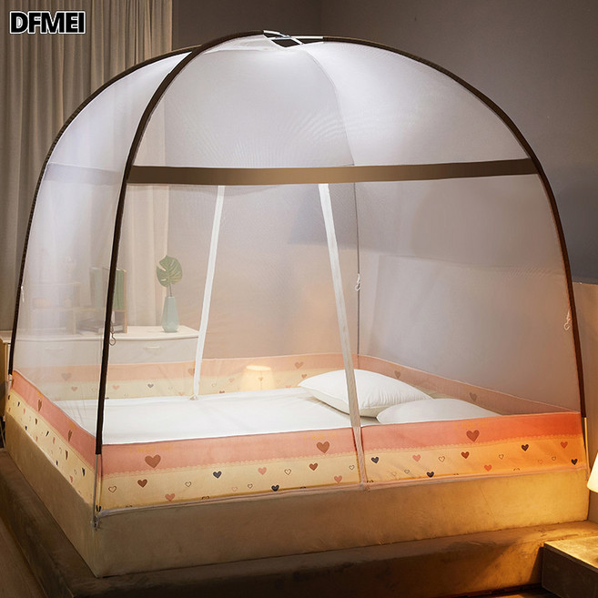 DFMEI 免安裝蒙古包蚊帳寶寶防掉牀款蚊帳學生宿舍蚊帳, 1個, 愛心:1.2m