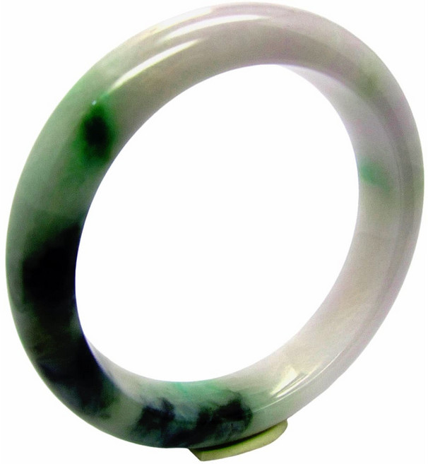 小樂珠寶 翡翠手鐲 紫羅蘭伴綠花 玉鐲 手圍18.6號 內徑58.3mm, 1個