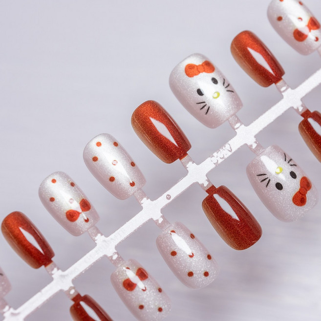 셀프 붙이는 네일팁, 1개, C116레드도트