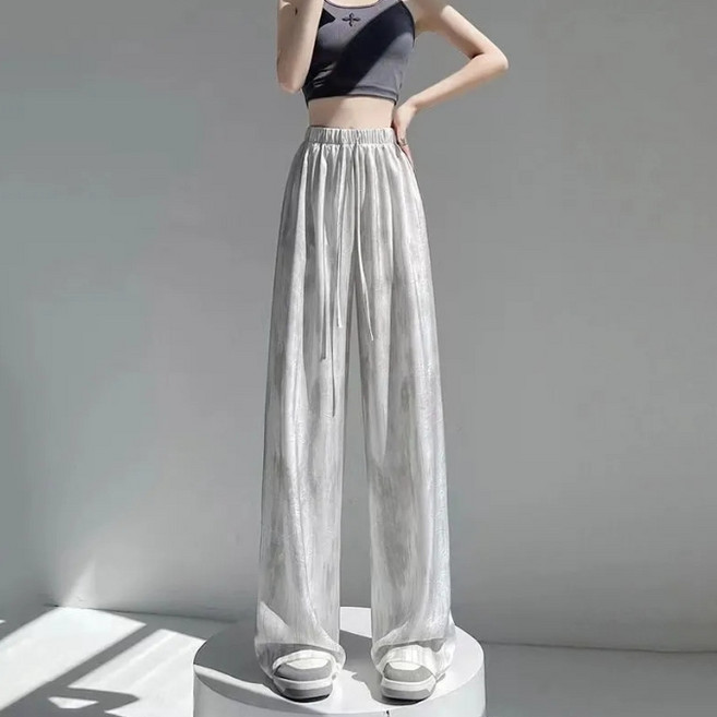 탑트레일 아이스 새틴 나염 와이드팬츠 냉장고 밴딩바지