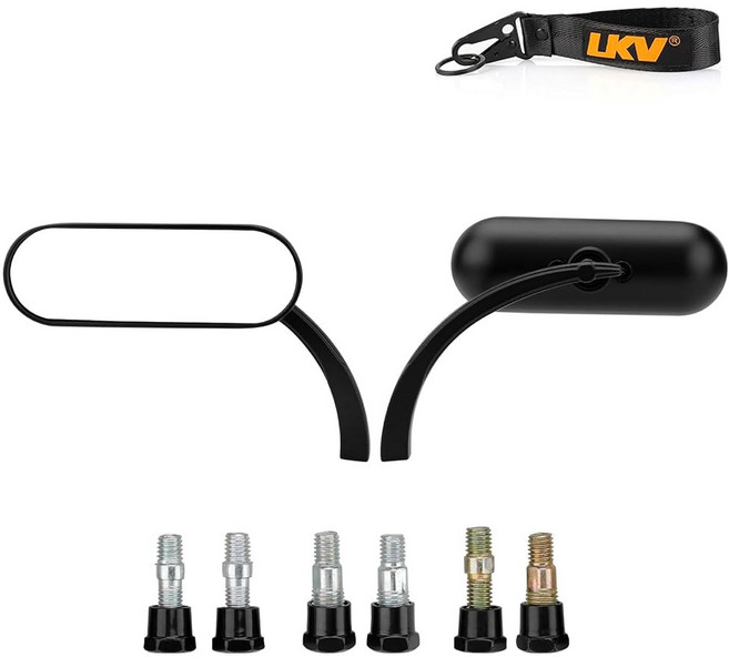 LKV 모터사이클 타원형 미니 미러 - 8MM 10MM 리어 뷰 사이드 360도 조절 가능한 핸들바 할리 그롬 스즈키 호환