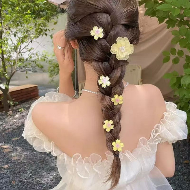 우아한 벚꽃 헤어집게핀 셀프웨딩 신부 플라워핀 공연소품 무대연출 헤어악세사리 해외여행 웨딩촬영