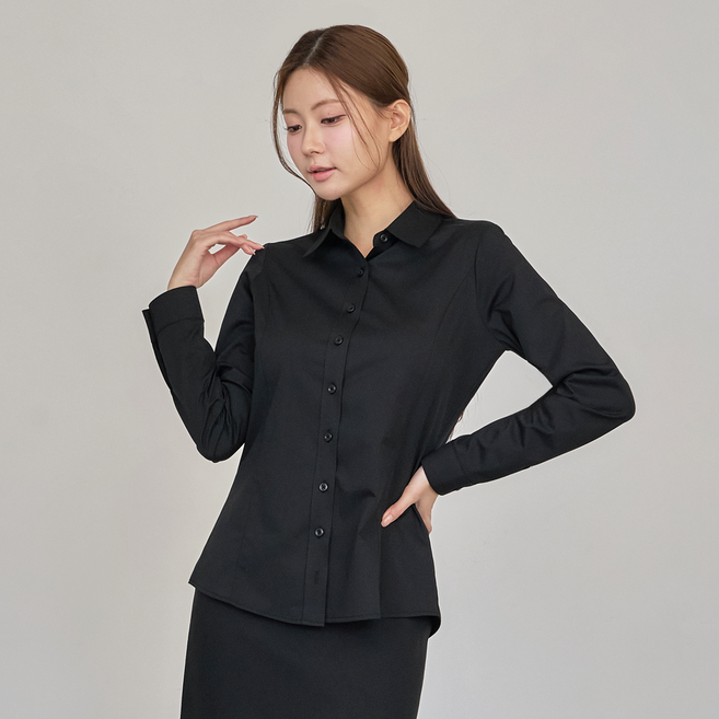 더웨이나인 여성 화이트 와이셔츠 흰색 면접 블라우스 고급 긴팔