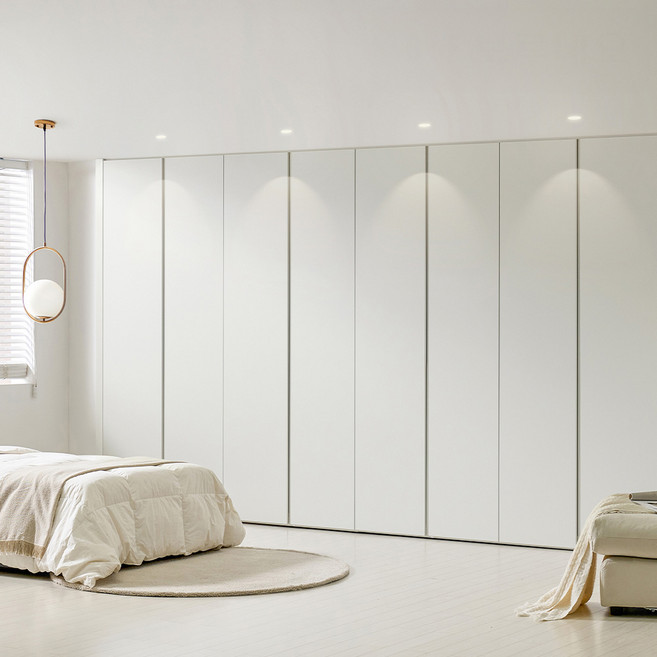 보루네오 히든그루브 무몰딩 여닫이 붙박이장 240~390cm E0등급, 240cm, 크림화이트