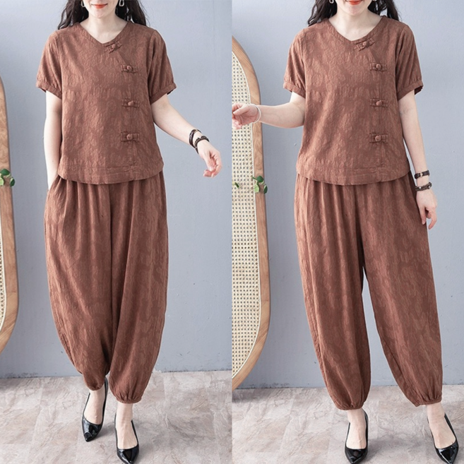 Asure 여자셋업 생활한복 투피스 세트 엄마 옷 데일리룩