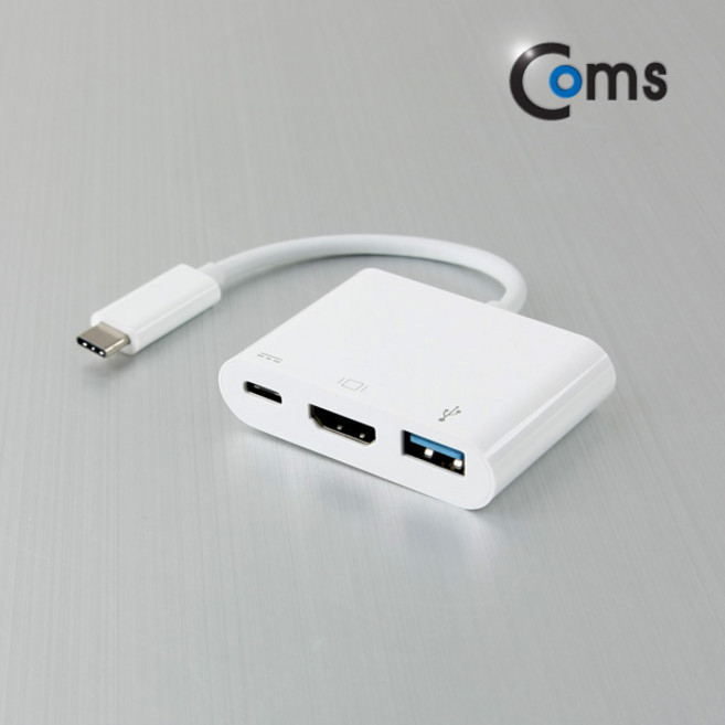 Coms USB 3.1 컨버터 C타입 to HDMI 미러링 컨버터+C타입 충전+USB3.0, 1개
