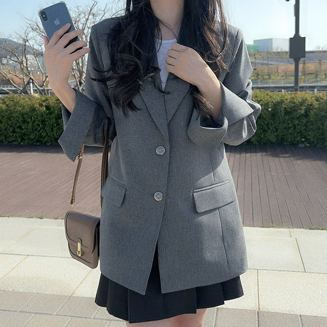 (국내 자체 제작) 모먼트 싱글 투버튼 자켓