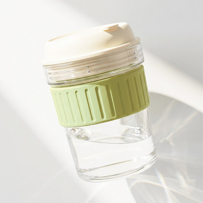 리빙디노 푸쉬 아이스 트라이탄 텀블러, 1세트, 500ml, 옐로그린