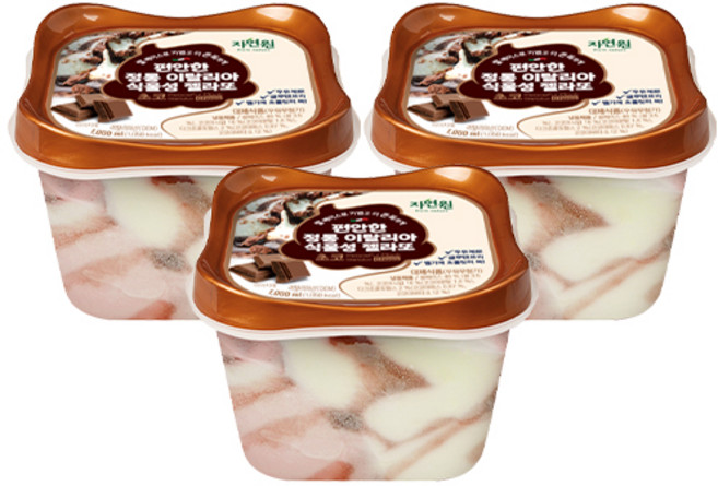 [자연원] 편안한 정통 이탈리아 식물성 젤라또 초코 (냉동), 3개, 1L