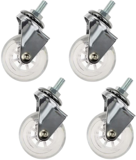 스톤락 2인치 크리스탈 TPU 무소음 캐스터 바퀴 M10 x 15, 4개