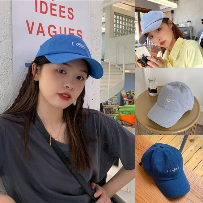 블루밍 레터링 볼캡 - 블루컬러 레터링 자수 코튼 캐주얼 야구모자