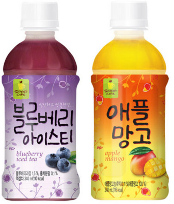 웰그린 블루베리아이스티10개+애플망고10개 340ml 20개