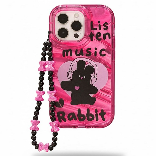 ARUM 핑크뮤직토끼 스트랩 아이폰 케이스