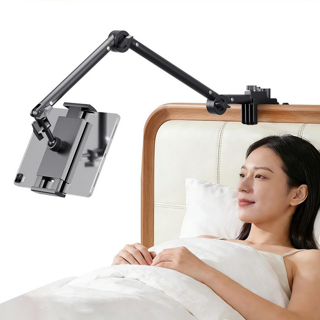 침대용 아이패드 휴대폰 태블릿 스탠드, 1개, 검정색, 1