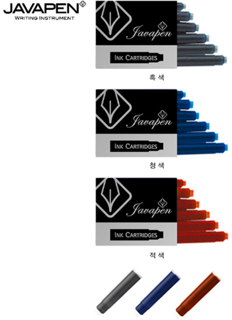 자바 만년필용 잉크 카트리지 6개입, 흑색