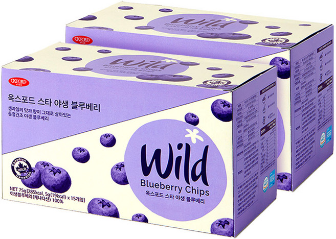 [일반 블루베리보다 높은 고성분] 캐나다 100% 옥스포드 야생블루베리 동결건조 과일칩 5g X 15입 2BOX