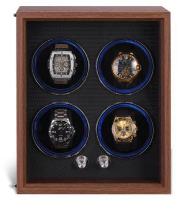 시계상자 보관함 와인더 Embers 블랙 시계 상자 1 2 4 슬롯 주변 조명이 있는 자동 시계용, 옵션06) X4