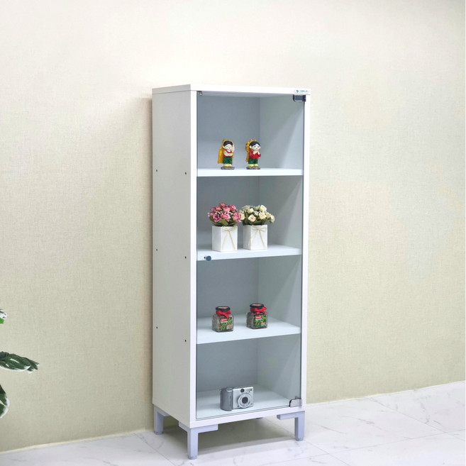 드림퍼니처 와이1136 유리문 깊이30cm 4단 장식장 피규어 진열장 미니어처 프라모델 소품 정리함 다용도 수납장 틈새장 책장, 와이1136 유리문깊이30cm가로40cm4단 화이트