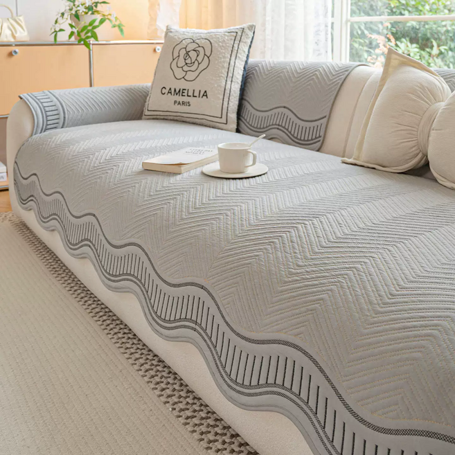 LINSHU 누빔 면 쇼파패드 부드러운 논슬립 사계절 공용