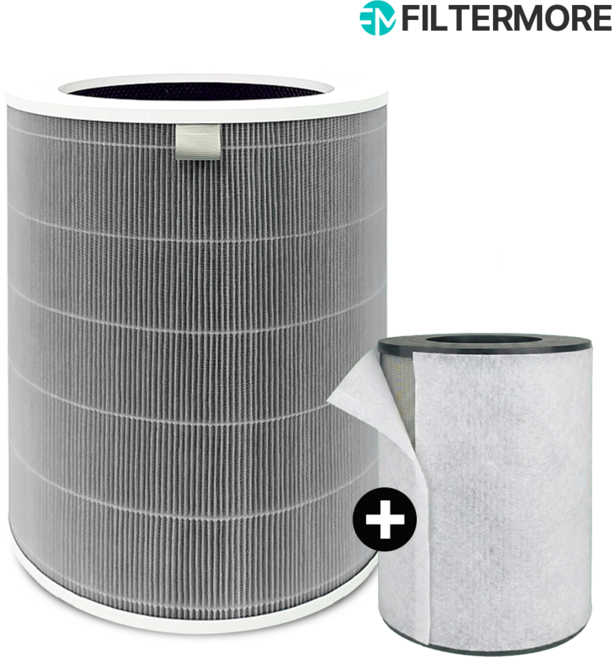 샤오미 공기청정기 호환 필터 그레이 + 보조필터 2 2S 2H 3C 3H PRO 호환, 1개, 그레이 필터+보조필터