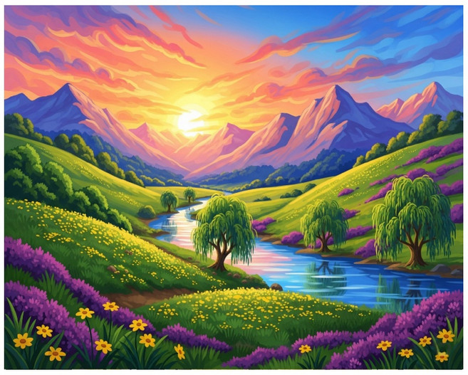 보석십자수 캔버스형 풍경화 diy 50 x 40 cm, 1세트, CH032