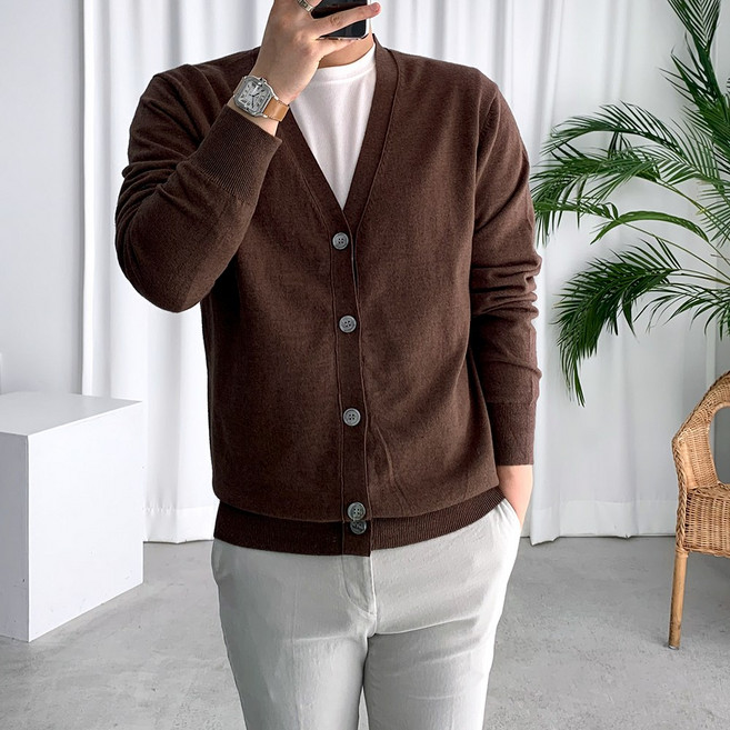 룩플레인 세련된 비스코스 브이넥 니트 가디건 12color