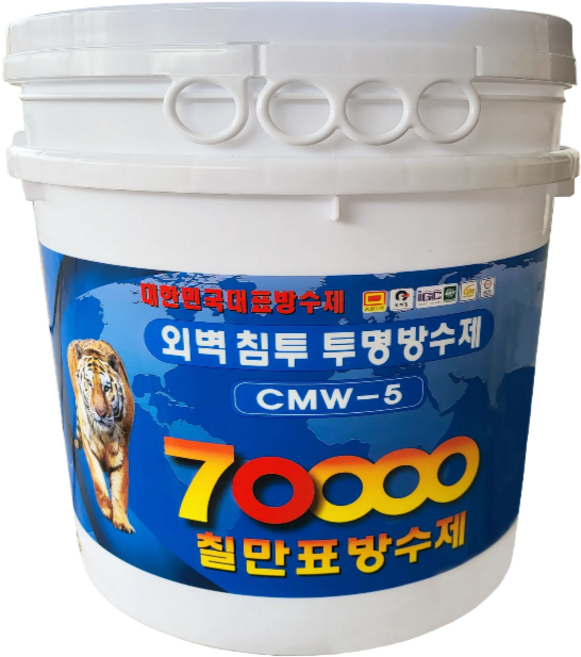 칠만표 외벽침투 방수제 [15kg] (장갑+붓) 광택 벽돌(조적) 목재 콘크리트벽 슁글 드라이비트 CMW-5, 1개, 15L, 투명