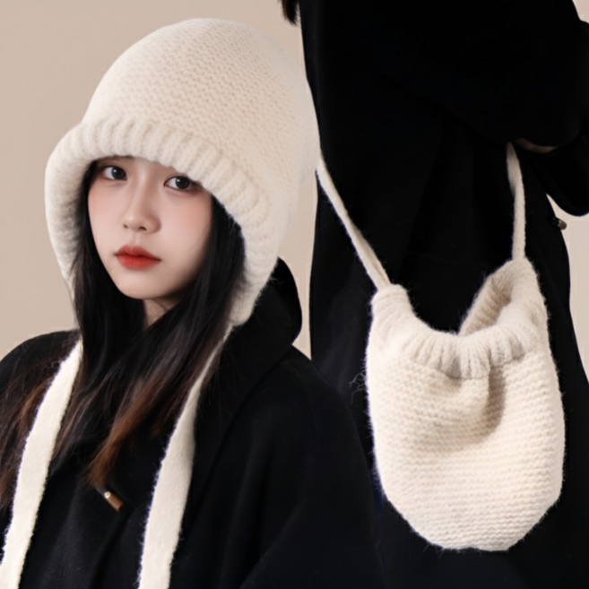 메이드바이 바라클라바 넥워머 여성 니트 방한모자