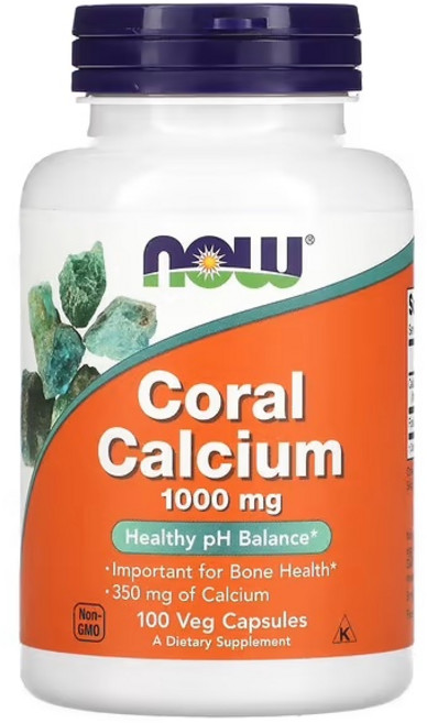 NOW Food 산호 칼슘 1000 mg 100정 식물성캡슐, 1개