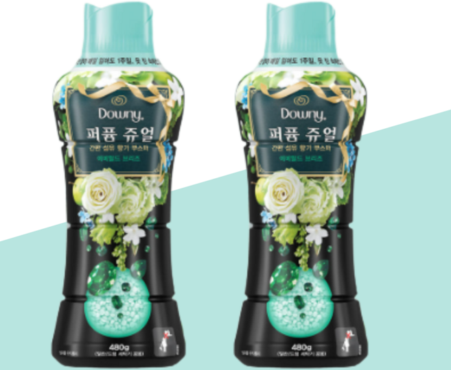 다우니 퍼퓸 쥬얼 향기 강화 에메랄드 브리즈 부스터 480그램 2팩, 480g