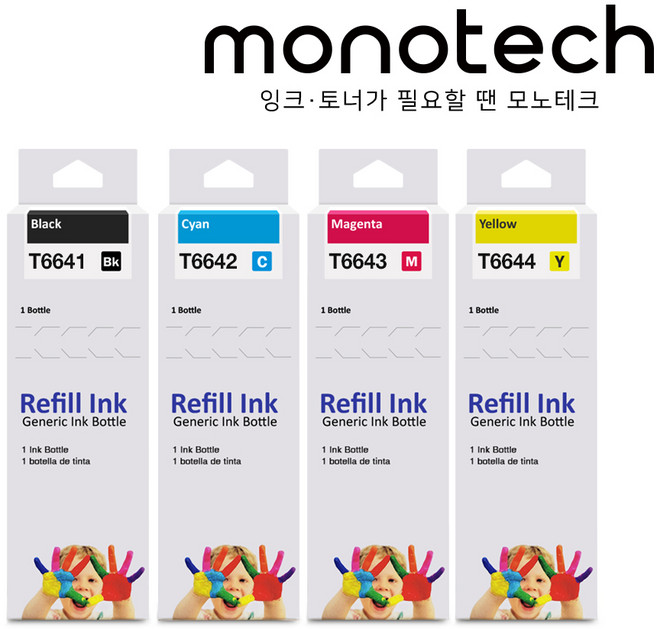 모노테크 엡손 T664 T774 호환잉크 세트, T664 호환/4색, 1세트