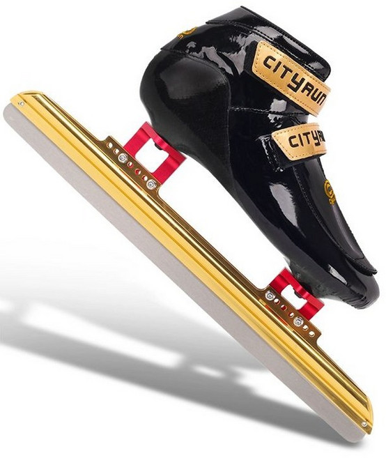 쇼트트랙 스피드 스케이트화 입문용 성인 훈련 피겨 초보자 스케이팅 빙상, 42, 블랙골드 가방+커버 포함