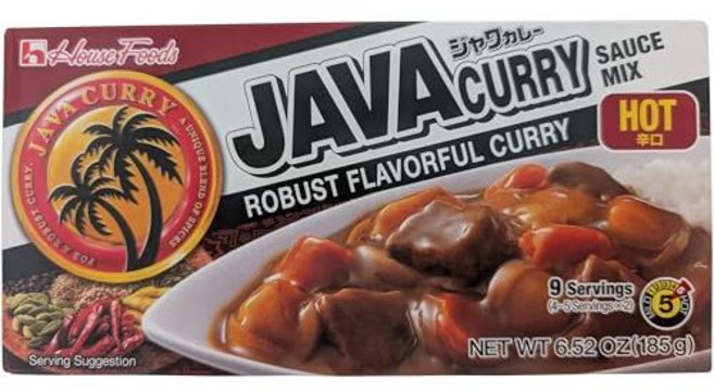 하우스 푸드 자바 카레 매운맛 6.52온스 박스 (10개 팩) House Foods Java Curry Hot 6.52 Ounce (Pack of 10), 1개, 185g