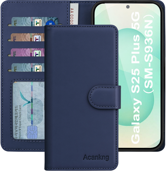 아칸크 삼성 갤럭시 S25 Plus 5G 클래식 베이직 지갑형 카드수납 프리미엄 가죽 다이어리 휴대폰 케이스 (SM-S936N) 적용