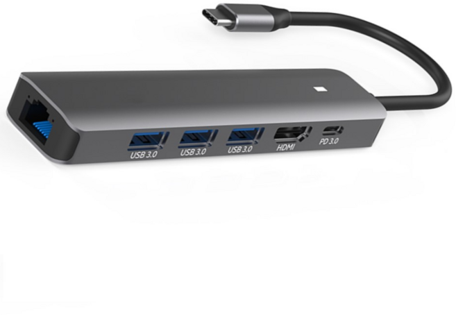 6in1 C타입 멀티 기가 랜 허브 100W PD 고속충전 데이터 전송 4K HD HDMI 인터넷 연결 삼성 Dex 스마트폰 태블릿 패드 노트북 맥북 닌텐도 스위치 TV 보기, 1개