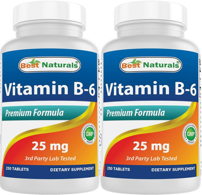 베스트 내추럴 비타민 B-6 25 mg 250 타블렛, 2개, 250정
